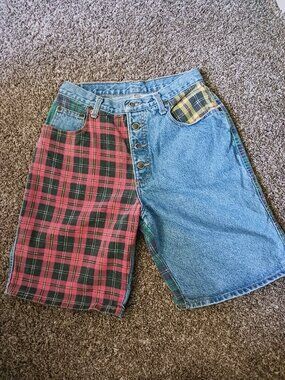 ZENA Vintage 90's Women's plaid jean shorts 11/12